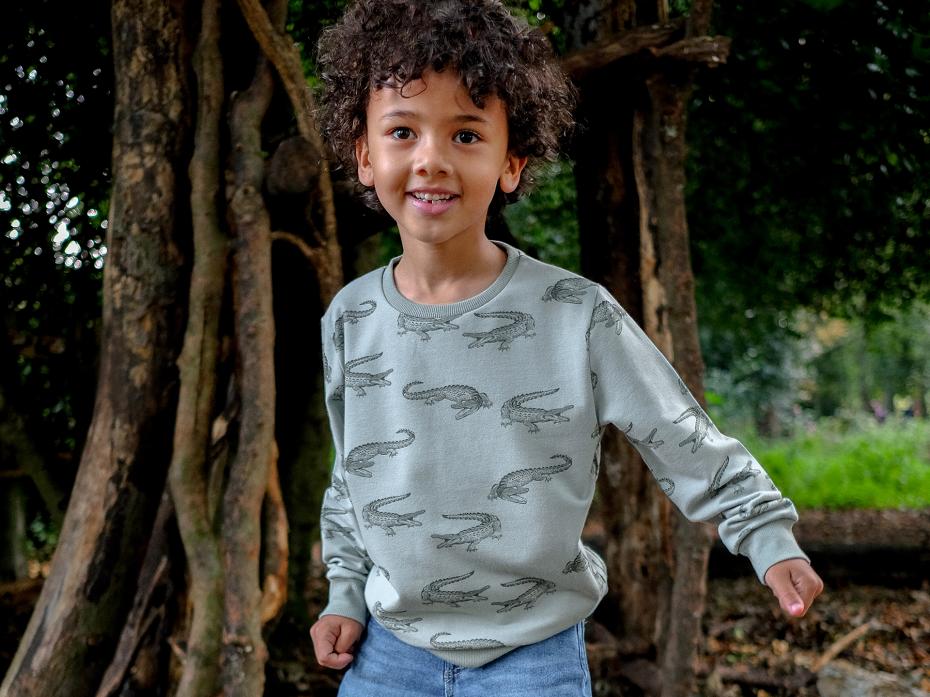 unisex sweat, in the super-rare, totally toothy Siamese crocodile… perfect for little snappy dressers!